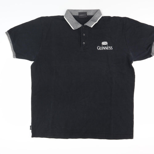Guinness Men's Black Polo Shirt Size L Short Sleeve Casual