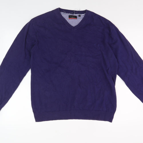 Pierre Cardin Men's Blue V-Neck Pullover Jumper, L