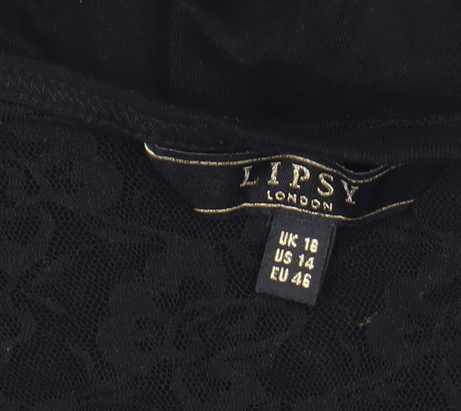 Lipsy Women's Black Lace Open Front Cardigan Size 16