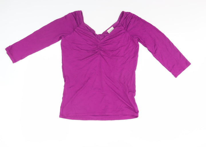 Kaliko Women's Purple 3/4 Sleeve V-Neck Top Size 10