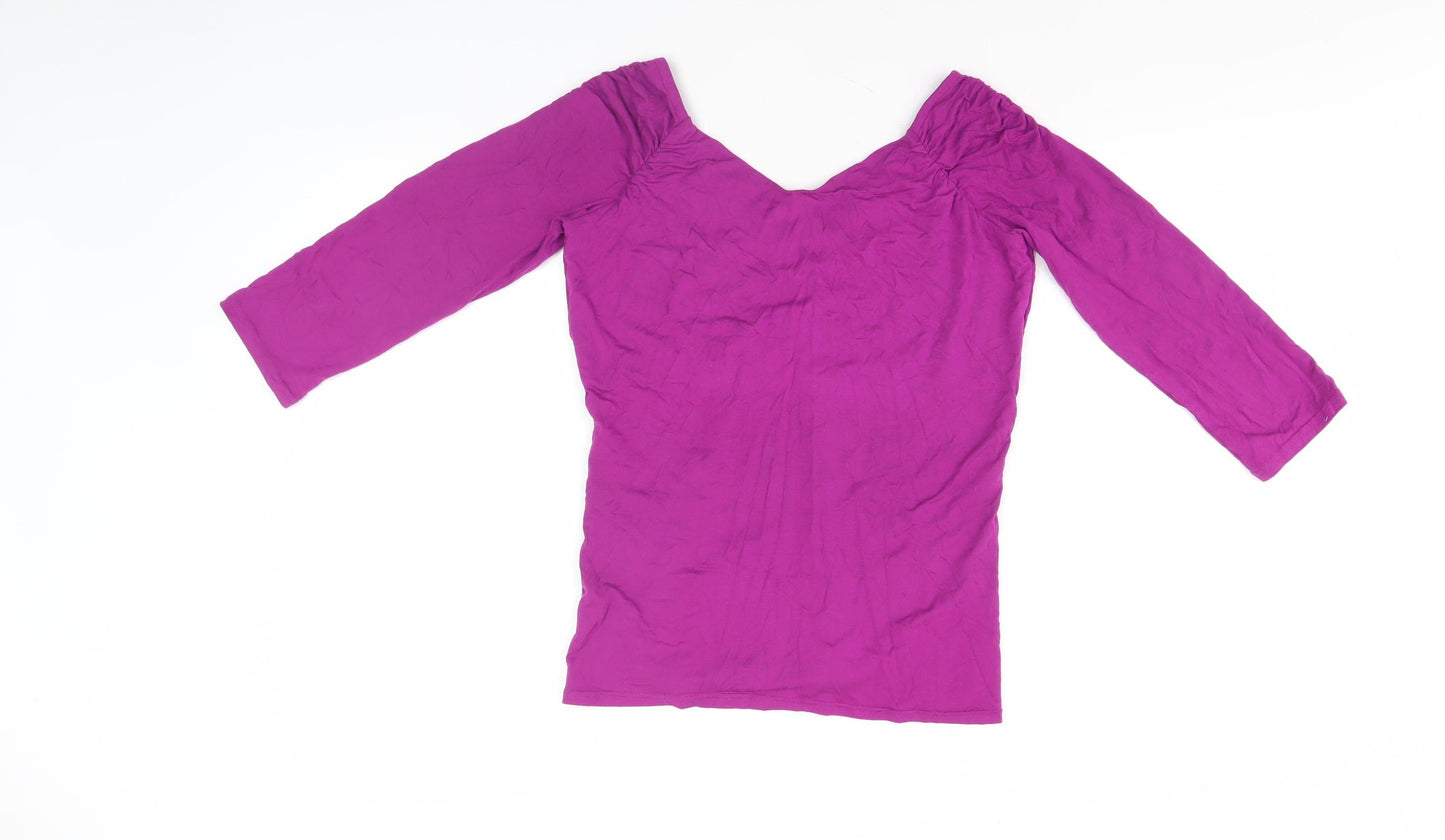 Kaliko Women's Purple 3/4 Sleeve V-Neck Top Size 10