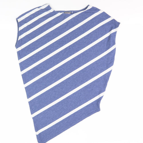 Phase Eight Women's Blue Striped Asymmetrical Top