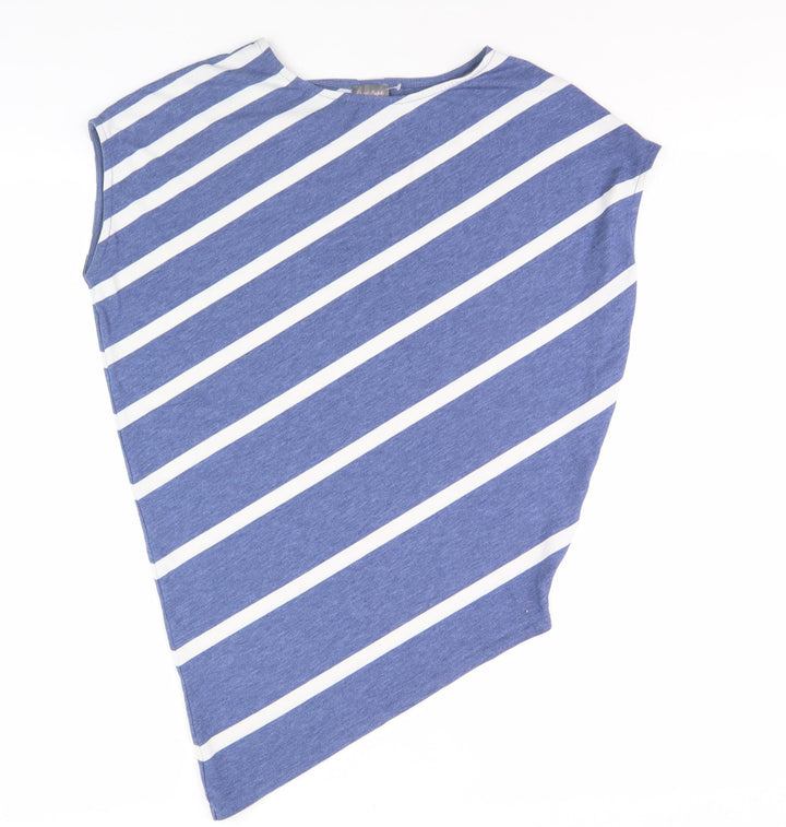 Phase Eight Women's Blue Striped Asymmetrical Top