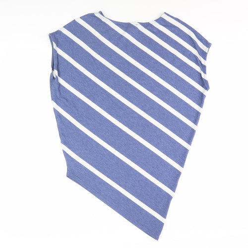 Phase Eight Women's Blue Striped Asymmetrical Top