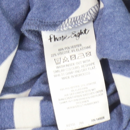 Phase Eight Women's Blue Striped Asymmetrical Top