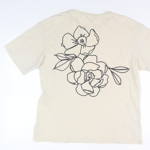 Jack & Jones Men's Beige Floral Graphic T-Shirt - L