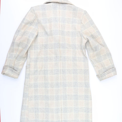 Tian Sheng Women's Beige Check Wool Pea Coat - XL