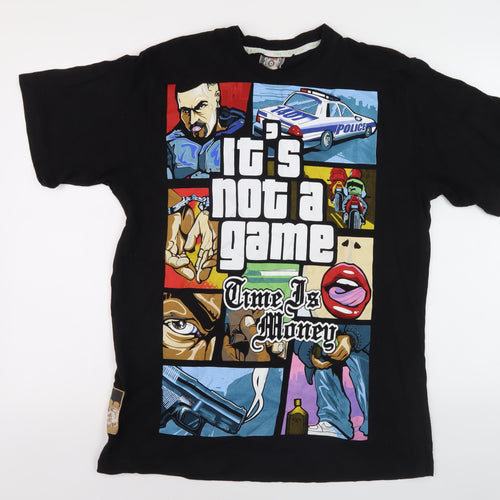 Time is Money Men's Black Graphic Medium T-Shirt
