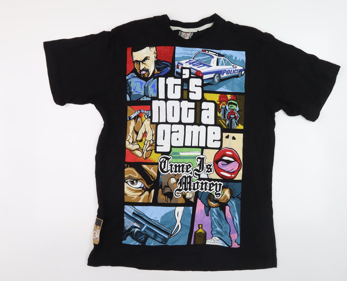 Time is Money Men's Black Graphic Medium T-Shirt