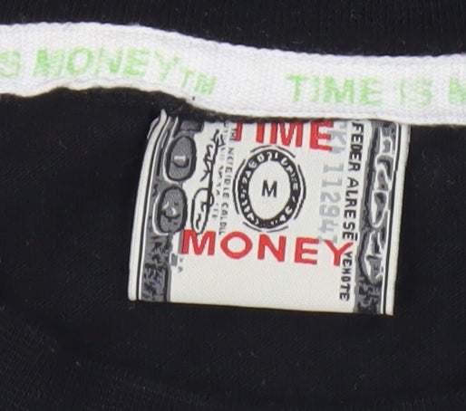 Time is Money Men's Black Graphic Medium T-Shirt