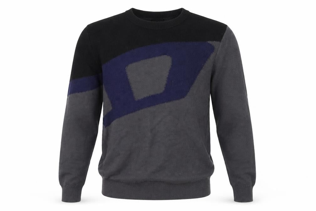 Front view of Diesel Men's Grey Graphic Print Pullover, S