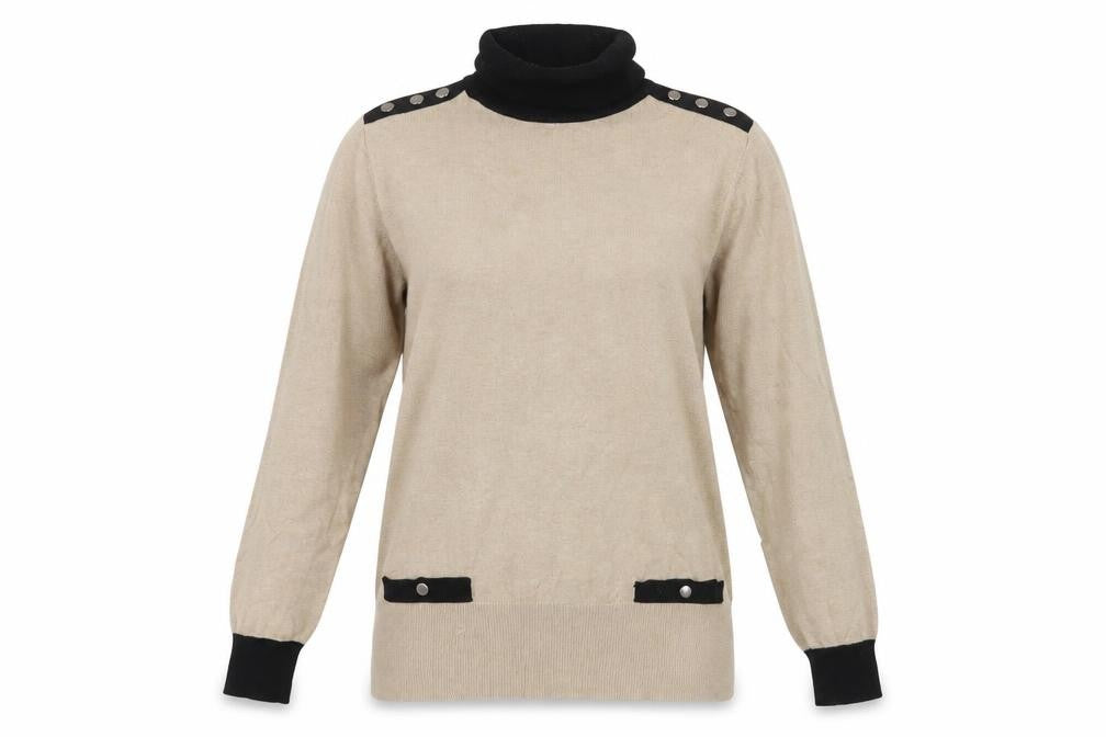 Front view of Wallis Women's Beige Roll Neck jumper, size 14