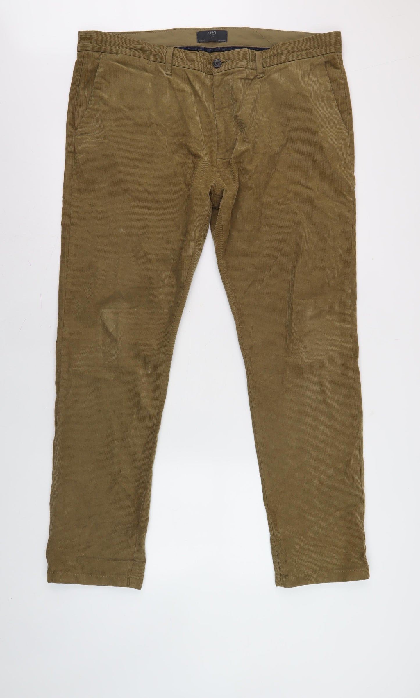 Marks and Spencer Men's Brown Slim Fit Corduroy Trousers