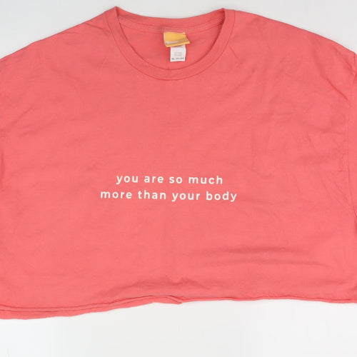 Allbody Unisex Pink Cropped T-Shirt 3XL Cotton Jersey