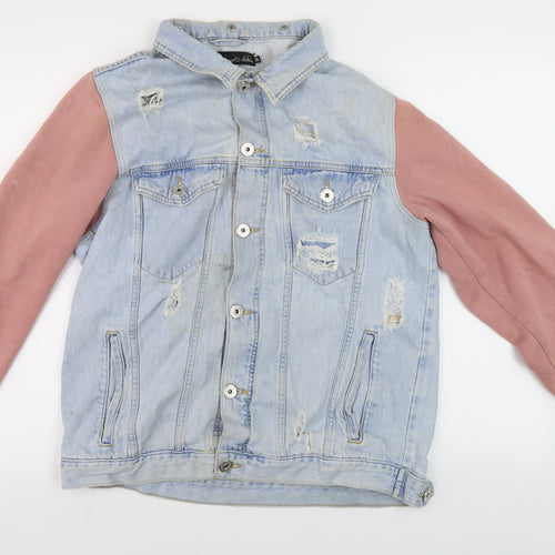 Condemned Nation Unisex Blue XL Denim Jacket, Distressed Casual
