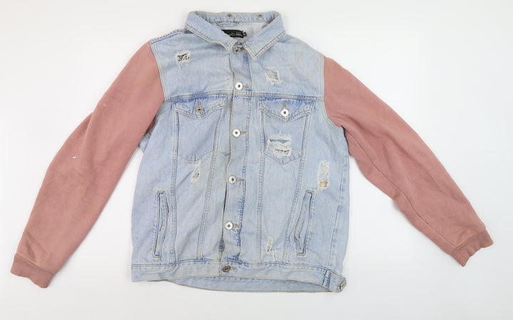 Condemned Nation Unisex Blue XL Denim Jacket, Distressed Casual