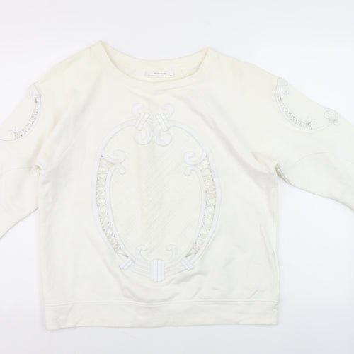 Zara Women's White Pullover Jumper, Size M