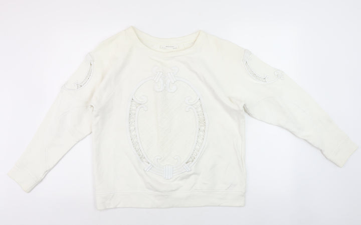 Zara Women's White Pullover Jumper, Size M