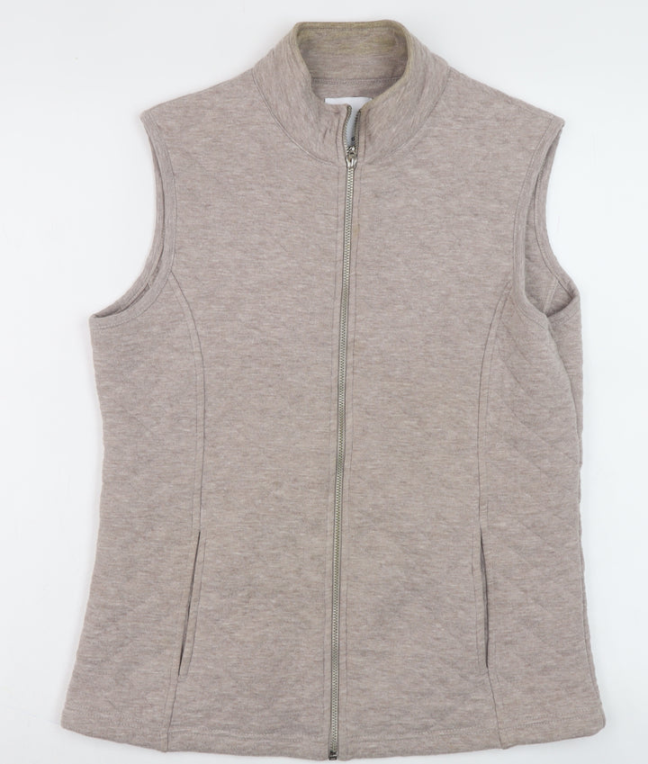 Dash Women's Beige Mid-Length Full Zip Waistcoat