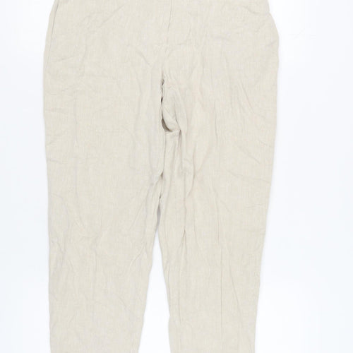 H&M Women's Beige Linen Trousers Size 12