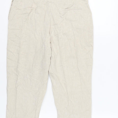 H&M Women's Beige Linen Trousers Size 12