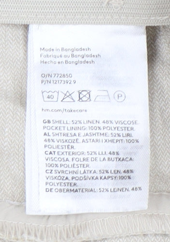 H&M Women's Beige Linen Trousers Size 12