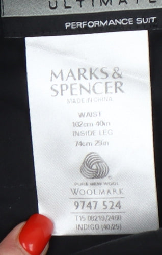 Marks and Spencer Men's Blue Wool Dress Pants 40