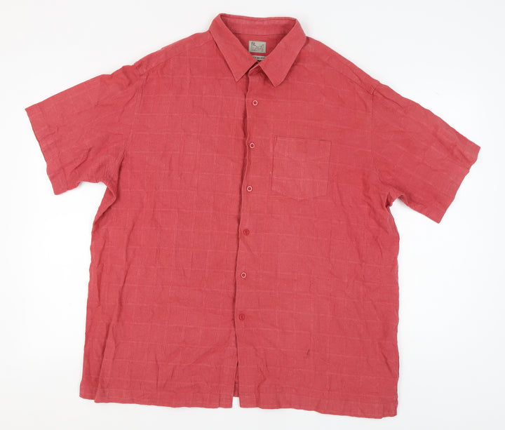 BHS Men's Red Check Short Sleeve Button-Up Shirt