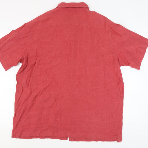 BHS Men's Red Check Short Sleeve Button-Up Shirt