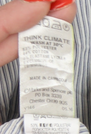 Marks and Spencer Men's Grey Striped Long Sleeve Shirt