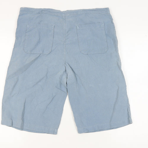 Blanc Bleu Men's Blue Linen Bermuda Shorts 2XL
