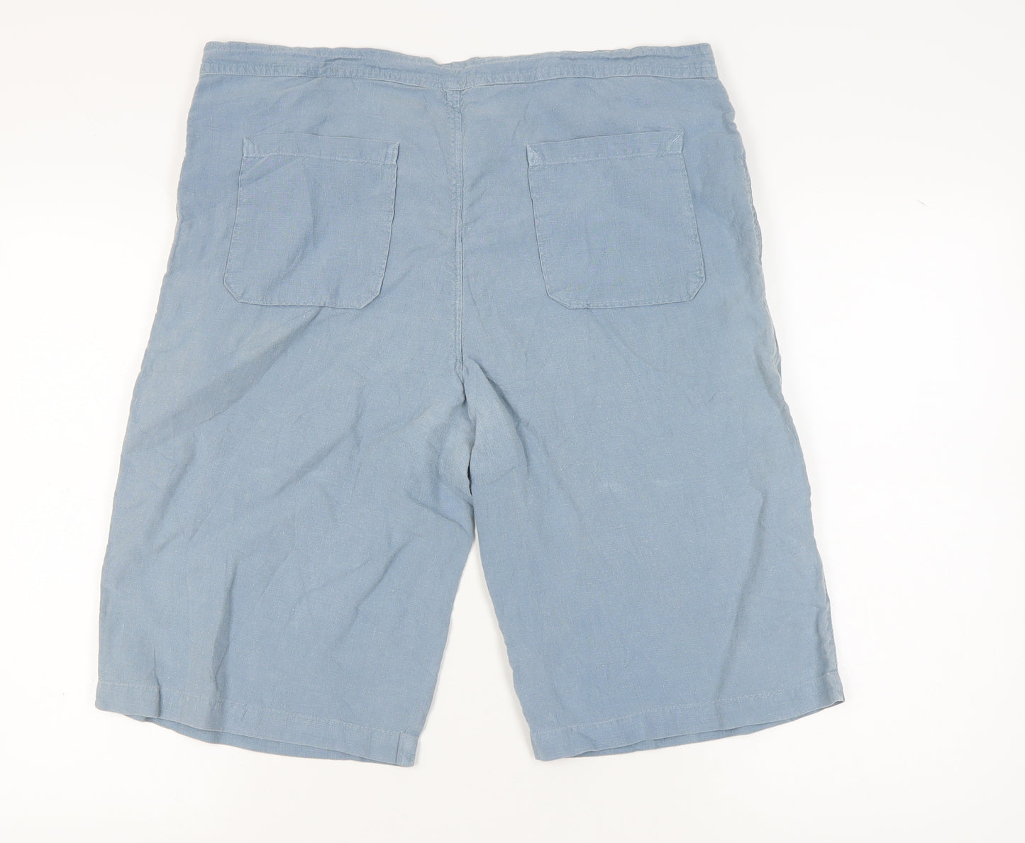 Blanc Bleu Men's Blue Linen Bermuda Shorts 2XL