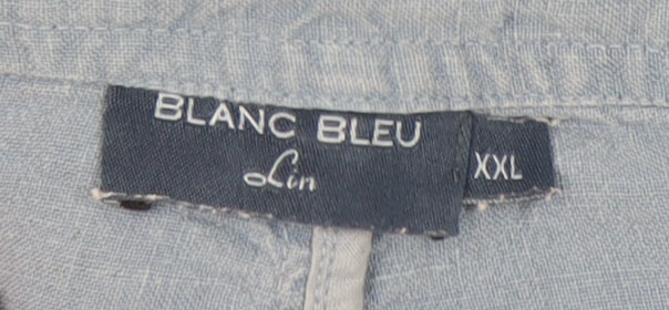 Blanc Bleu Men's Blue Linen Bermuda Shorts 2XL