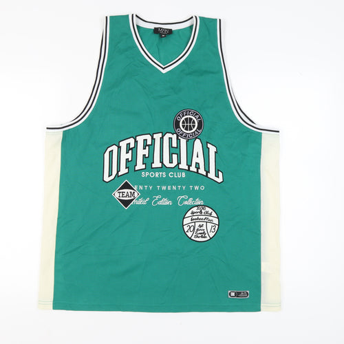 boohooMAN Men's Green Sleeveless Sports T-Shirt M