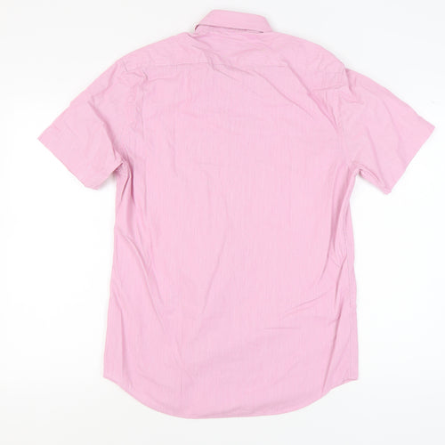 Marks & Spencer Men's Pink Short Sleeve Shirt, 15.5