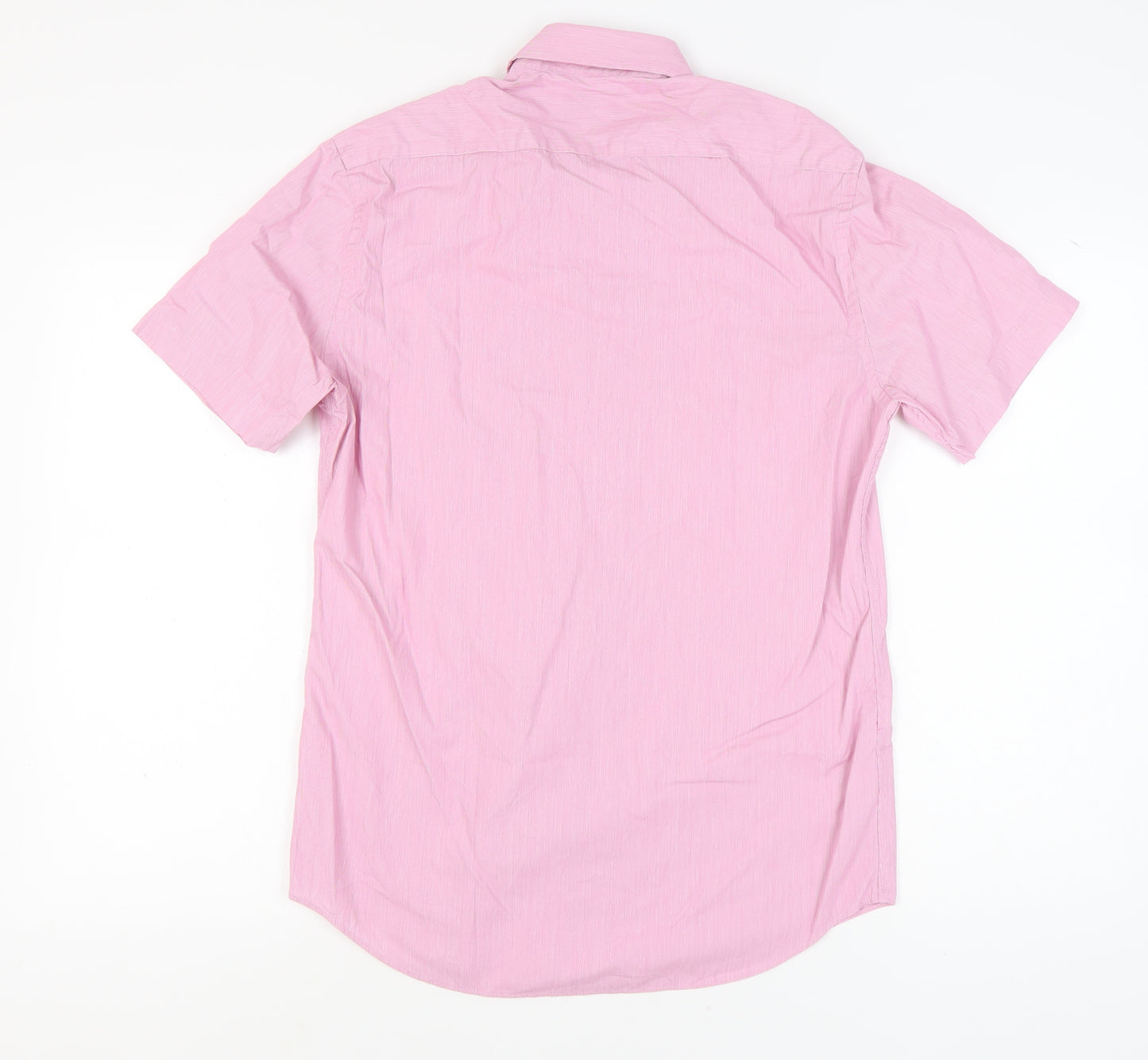 Marks & Spencer Men's Pink Short Sleeve Shirt, 15.5