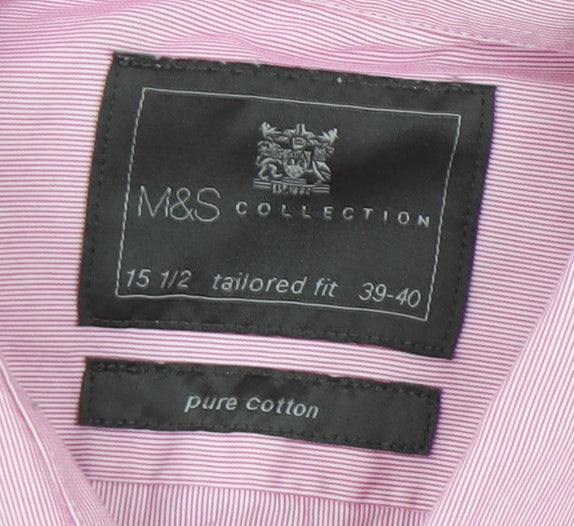 Marks & Spencer Men's Pink Short Sleeve Shirt, 15.5