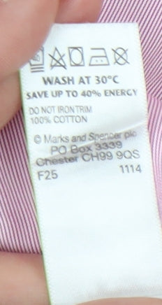 Marks & Spencer Men's Pink Short Sleeve Shirt, 15.5