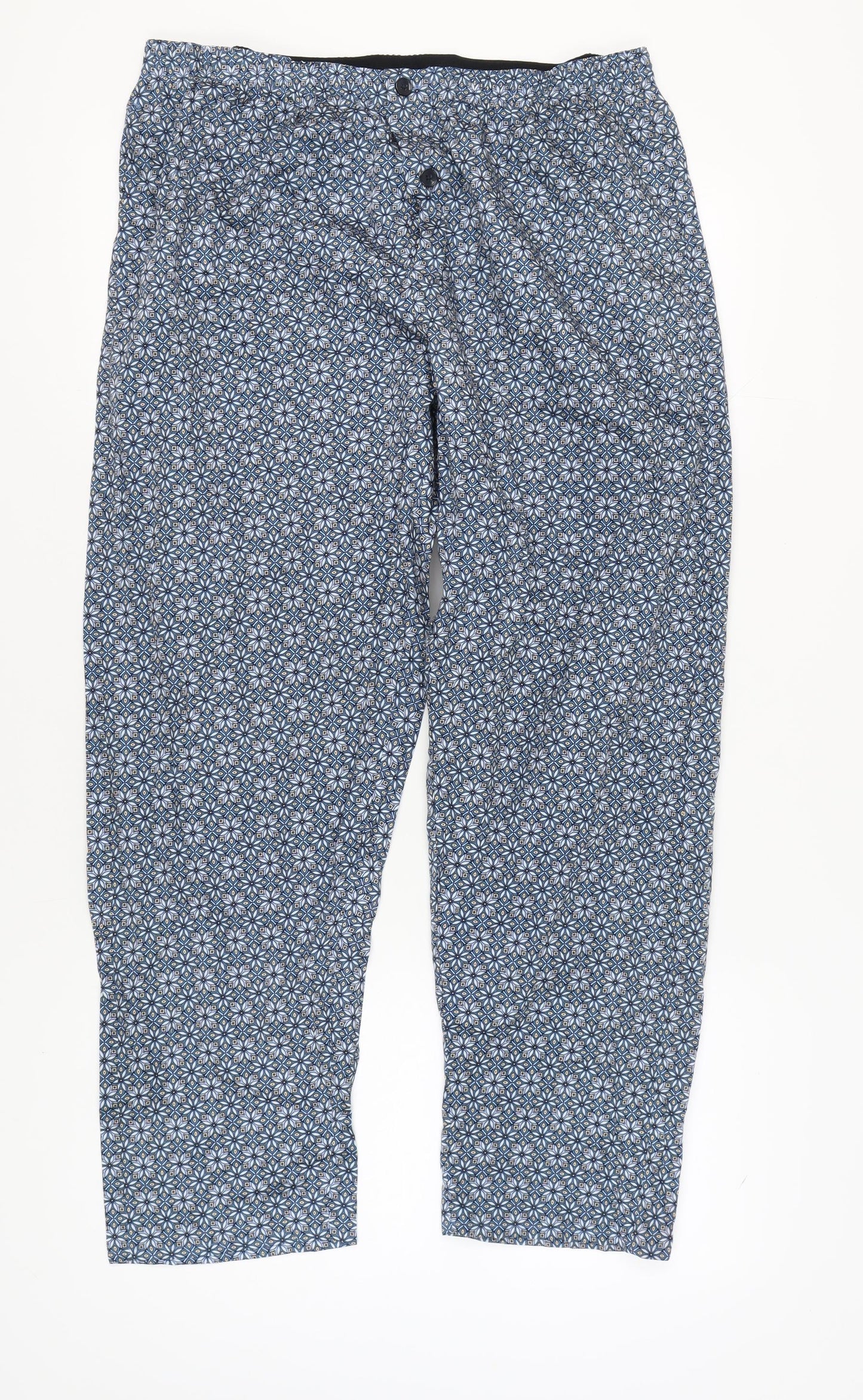 Marks and Spencer Men's Blue Geometric Pyjama Pants XL