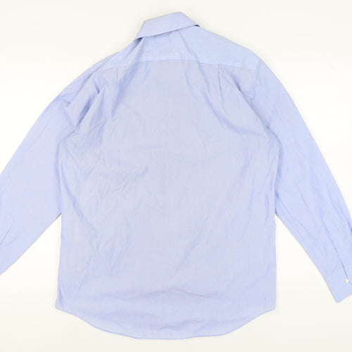 Marks and Spencer Men's Blue Striped Long Sleeve Shirt
