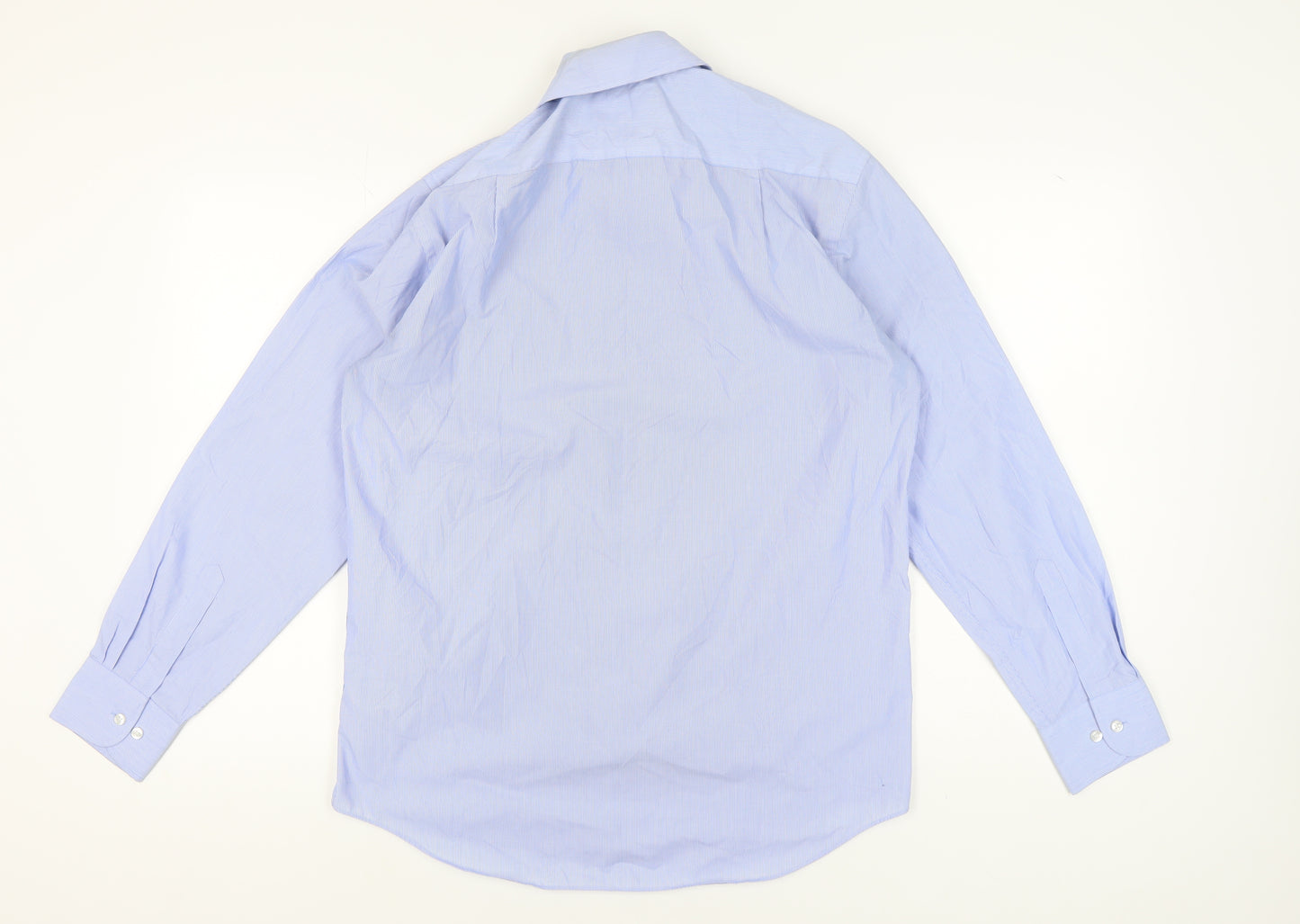 Marks and Spencer Men's Blue Striped Long Sleeve Shirt