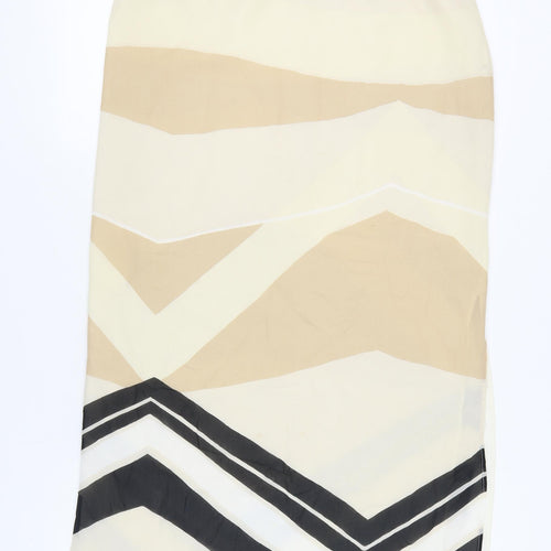 Artigiano Women's Beige Geometric Midi Skirt Size 14