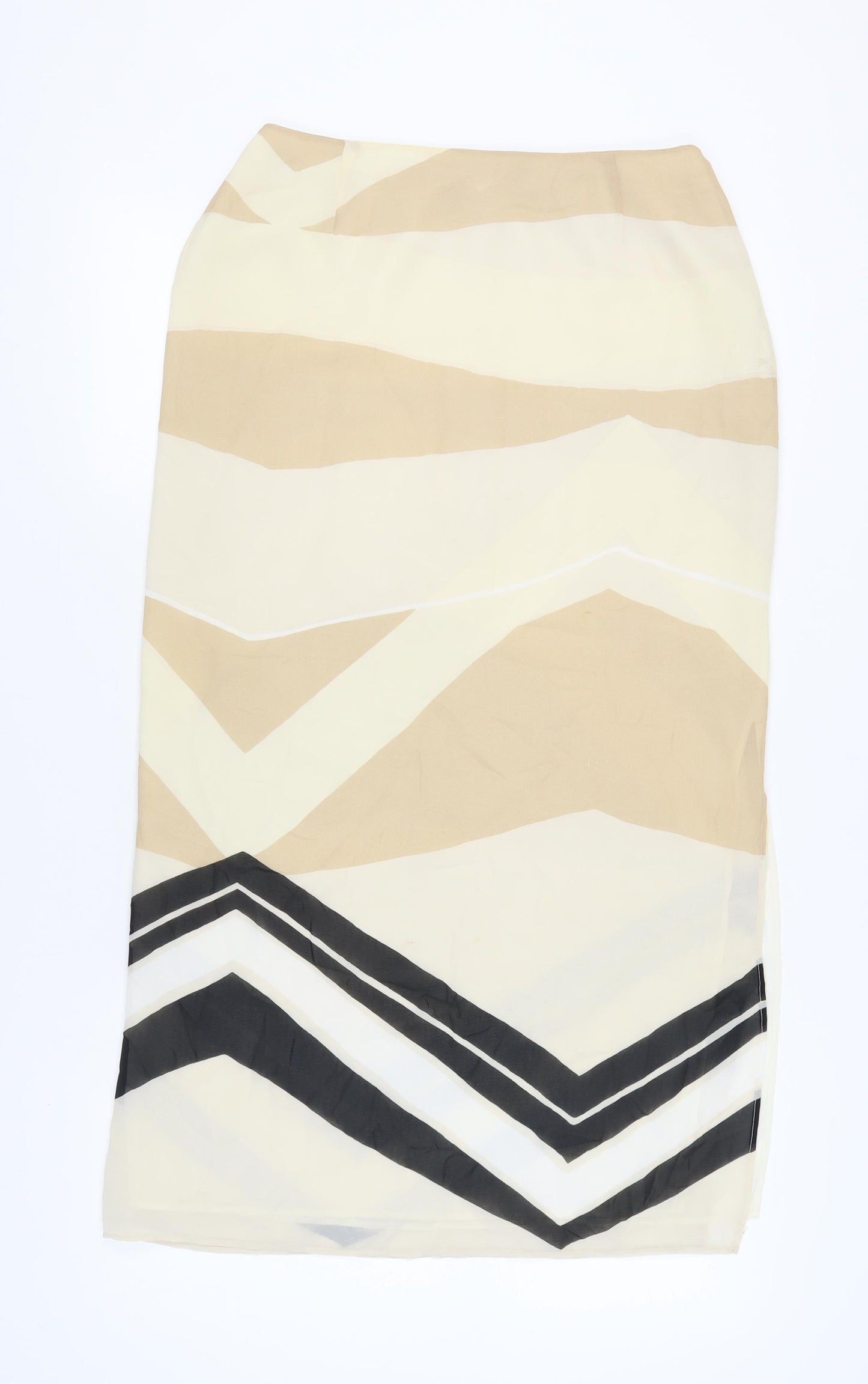 Artigiano Women's Beige Geometric Midi Skirt Size 14