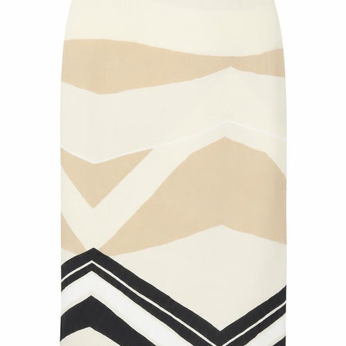 Artigiano Women's Beige Geometric Midi Skirt Size 14