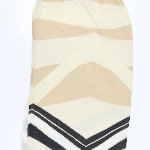 Artigiano Women's Beige Geometric Midi Skirt Size 14