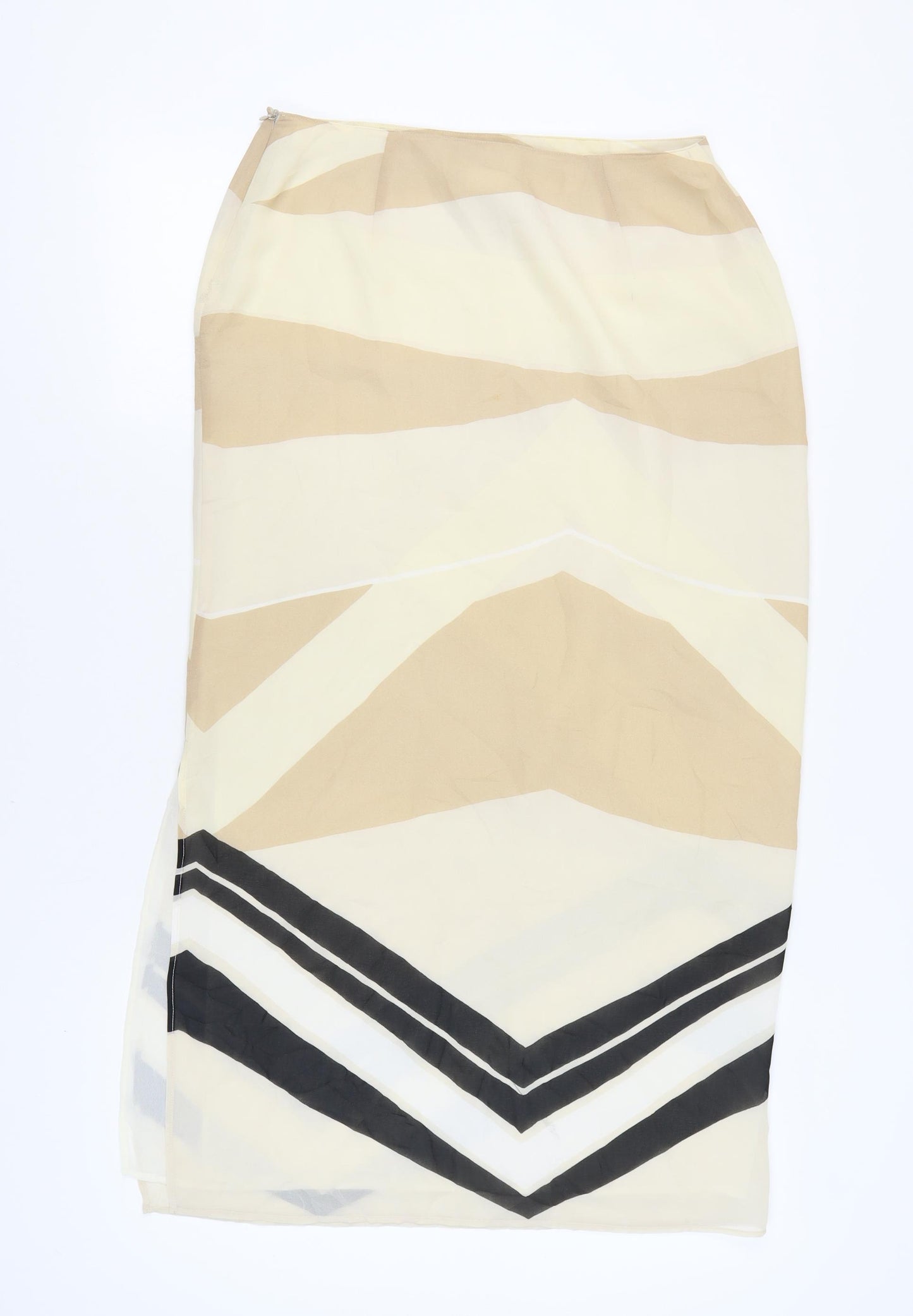 Artigiano Women's Beige Geometric Midi Skirt Size 14