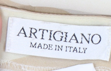 Artigiano Women's Beige Geometric Midi Skirt Size 14