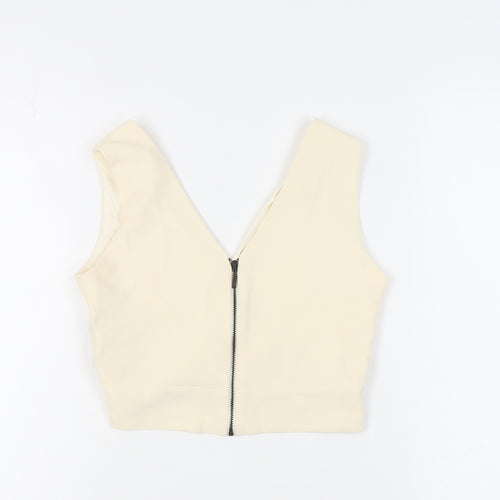 Zara Basic Women's Ivory Cropped Tank, Size S, V-Neck