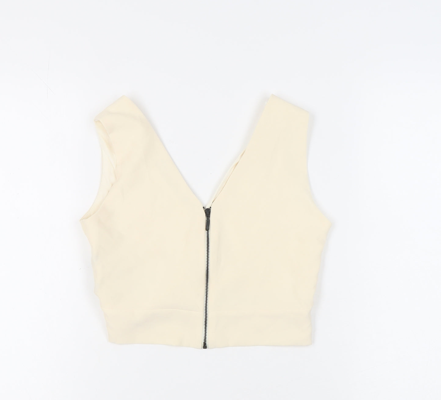 Zara Basic Women's Ivory Cropped Tank, Size S, V-Neck