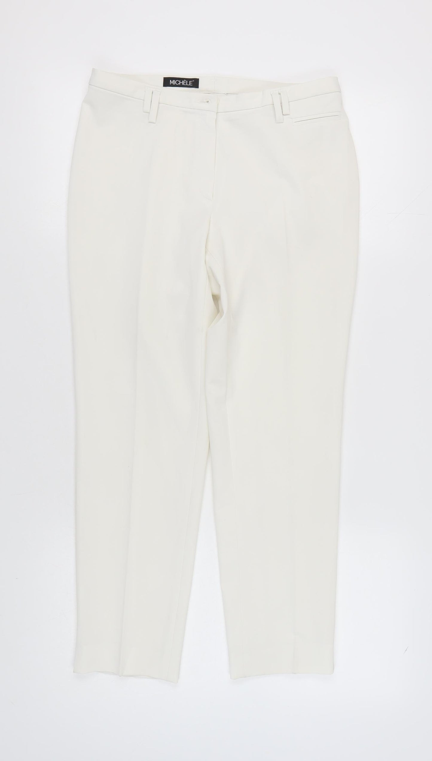 Michèle Women's Ivory Slim Leg Trousers, Size 12